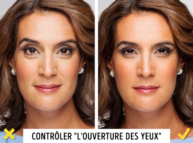 Devenir photogénique - Les yeux : «En général, quand je me prends en photo, j’essaie d’avoir le regard ouvert en levant les sourcils, mais John affirme que ça donne à mon visage un air surpris voire effrayé» — déclare Samantha. Des célébrités comme Angelina Jolie, Drew Barrymore, Sharon Stone et d’autres stars préfèrent n’ouvrir qu’un peu les yeux, afin d’avoir l’air plus pénétrant et attentif.