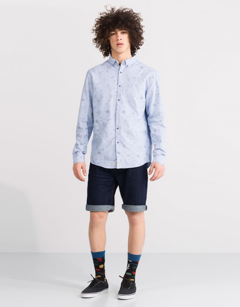 Pull and Bear Tunisie Collection 2016 - CHEMISE TYPE OXFORD À MANCHES LONGUES RÉF. 5470515 