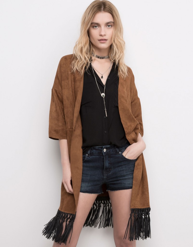Pull and Bear Tunisie Collection 2016 - KIMONO FRANGES