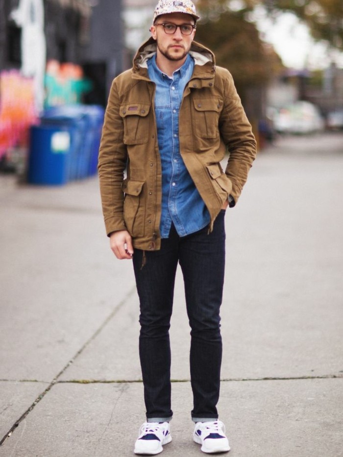 idée-comment-porter-chemise-jeans-homme-avec-veste