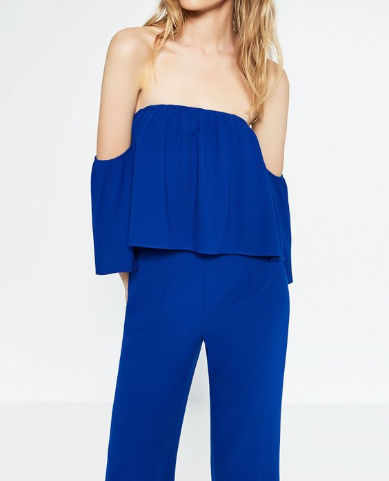 Zara - Combinaison bleu à épaules dénudées