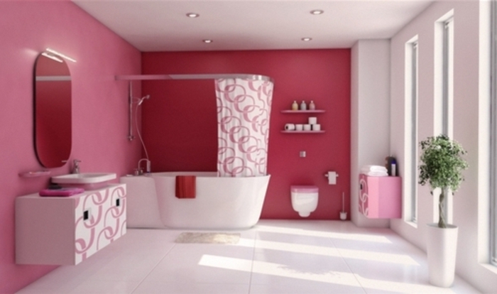 idée-couoleur-salle-de-bain-rose-glamour-baignoire-à-poser-déco-salle-de-bain-au-goût-vintage