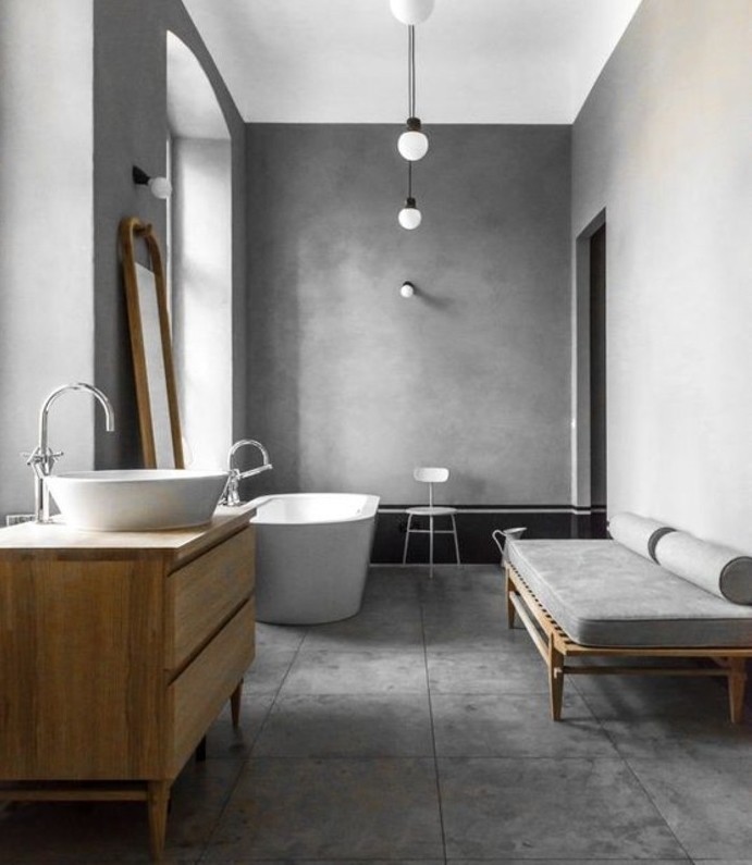 formidable-idée-salle-de-bain-taupe-baignoire-blanche-et-vasque-à-poser-espace-de-détente