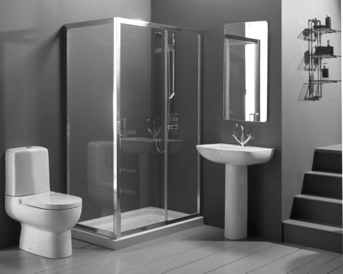 idée-magnifique-salle-de-bain-couleur-grise-cabine-de-douche-WC-lavabo-colonne