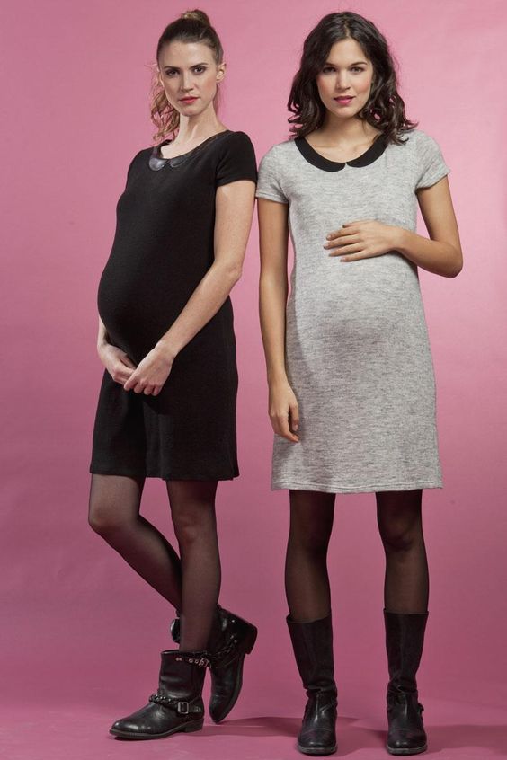 Deux robe de grossesse courtes avec col Claudine