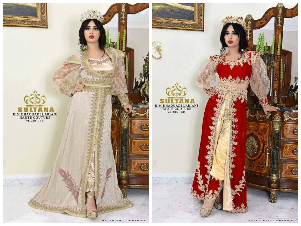 caftan haute couture tendance 2017 - Deux modeles de caftans tunisiens avec pantalon - Rym Dhaouadi