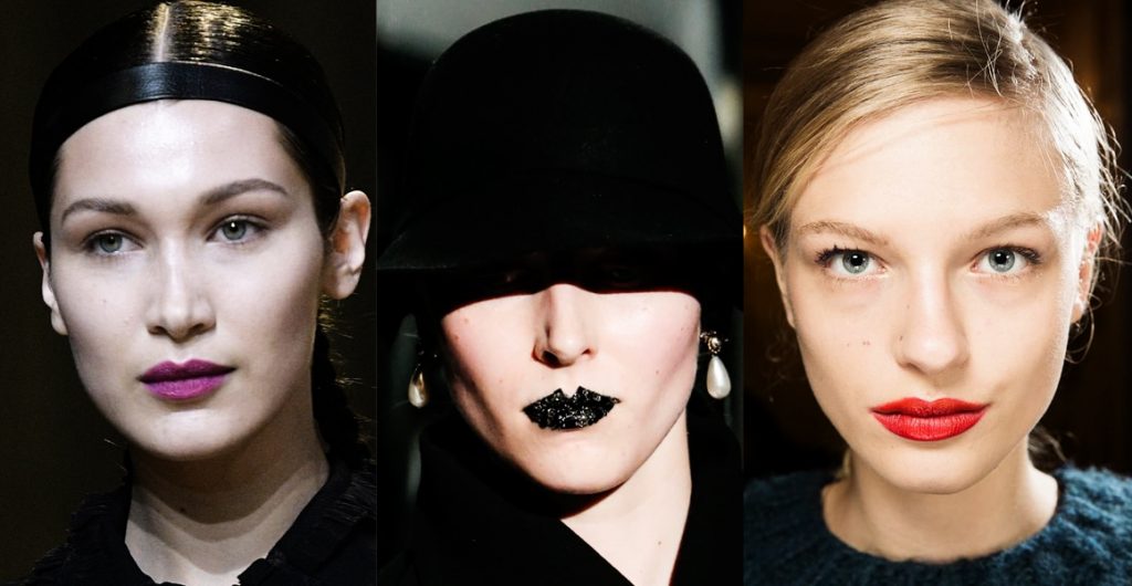Les lèvres audacieuses maquillage tendance printemps 2017 : Repéré chez : H&M Studio, Gucci, Jason Wu, Balmain, Valentino ...