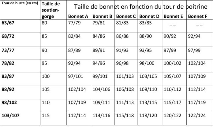 Tableau 2025 taille levis