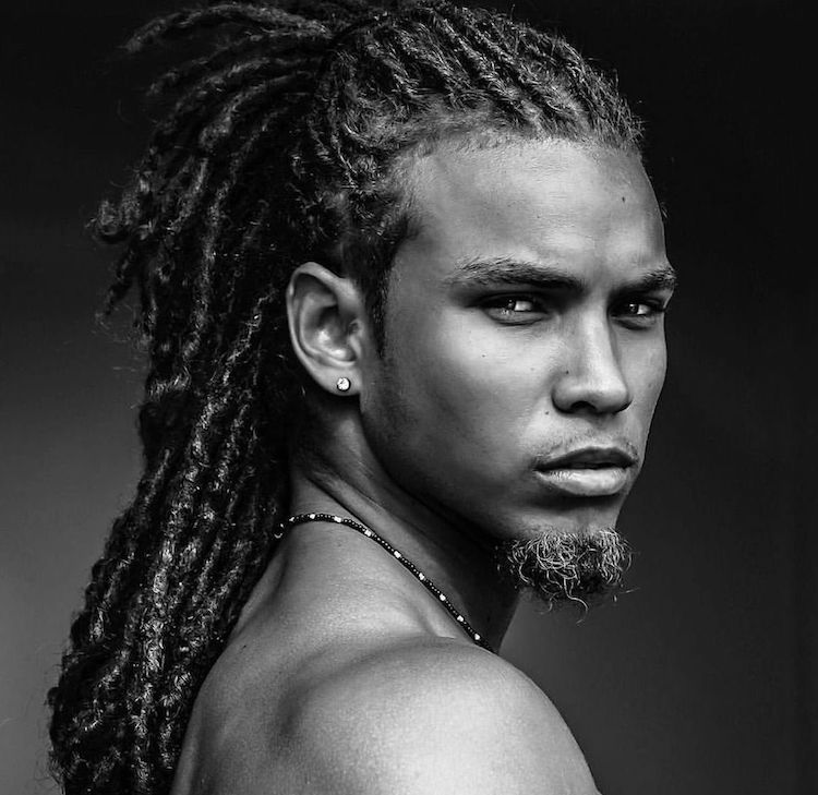 coiffure homme cheveux afro longs dreadlocks petite barbe