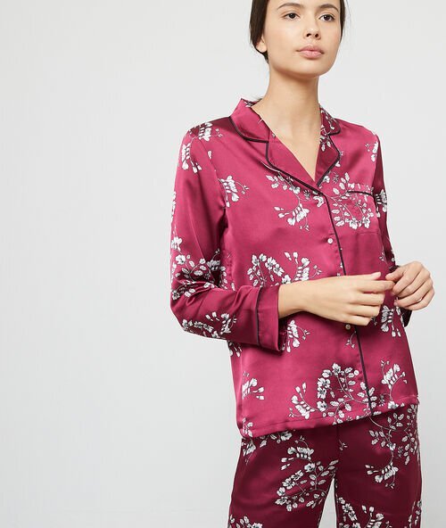 Chemise Pyjama Etam : Chemise de pyjama satinée imprimé fleuri
