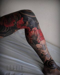 tatouage jambe japonaise femmes