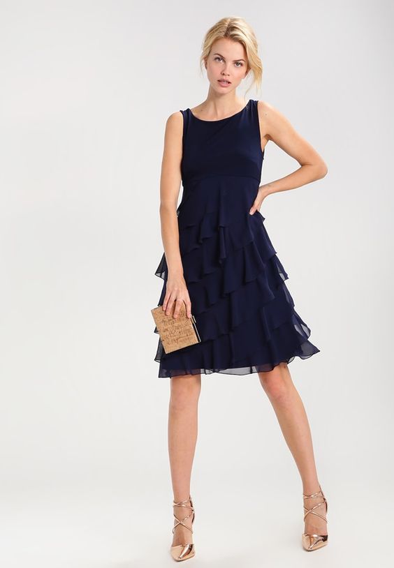 Robe de soirée swing en couleur bleue marine