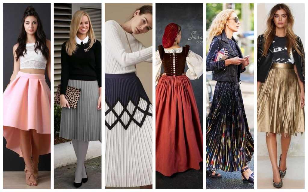 Types des jupes plissées tendances 2020 : Plis de boîte, Plis de couteau,Plis d'accordéon, Plis de cartouche, Les plis Fortuny, Plis métalliques